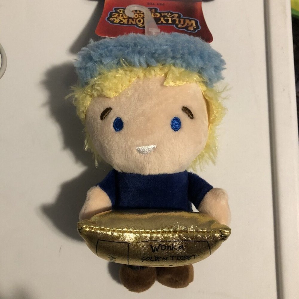 willy wonka the chocolate factory pet toy charlie bucket 6” plush squeaker